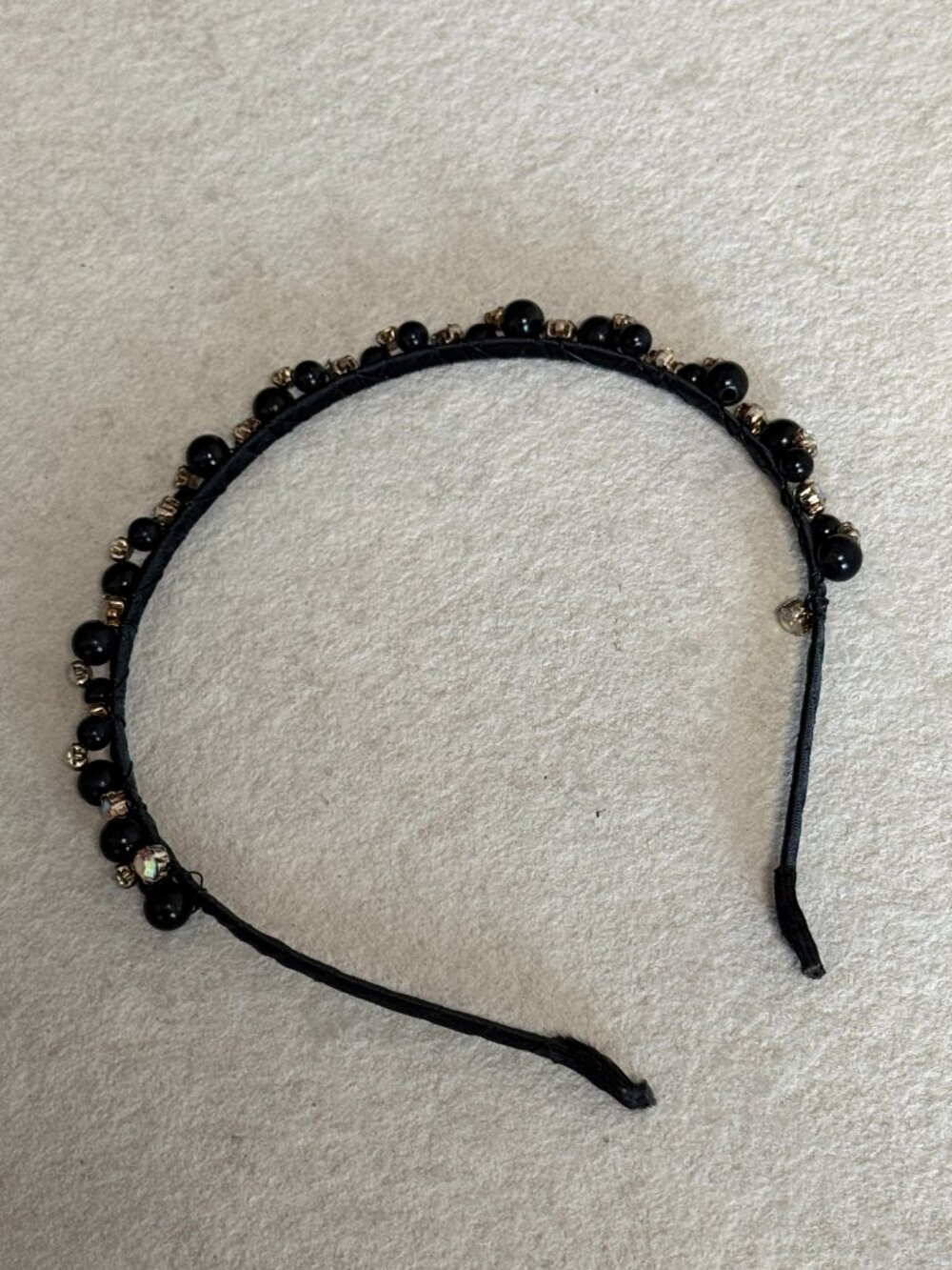 Black Bead Crystal Rhinestone Y2K Headband